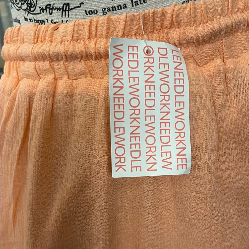 Elegant Coral Skater Skirt with Drawstring and 2side pockets - Picture 2 of 3